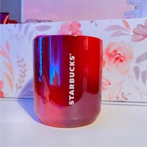 Pink and Red Ombré Starbucks mini travel mug with vibrant pink lid!